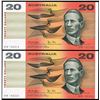 Image 1 : 1979 Knight/Stone QEII Twenty Dollar Consecutive Pair