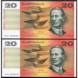 1991 Fraser/Cole QEII Twenty Dollar Consecutive Pair