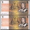 Image 1 : 1982 Johnston/Stone QEII One Dollar DPS Last Prefix Note x 2