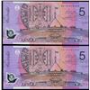 Image 1 : 2002 Macfarlane/Henry Five Dollar 1st and Last Prefix Pair