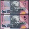 Image 1 : 2001 Macfarlane/Evans Federation Five Dollar 1st and Last Prefix Pair