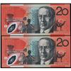 Image 1 : 2002 Macfarlane/Henry Twenty Dollar 1st and Last Prefix Pair