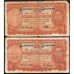 1942 and 1949 KGVI Ten Shilling Notes