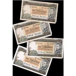 1961 Coombs/Wilson QEII Ten Shilling Note x 4