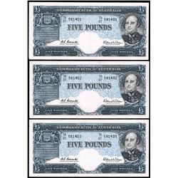 1960 Coombs/Wilson KGVI Five Pound Consecutive Trio R.50