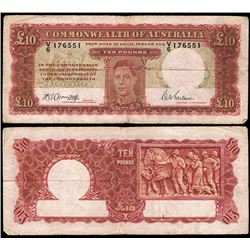 1943 Armitage/McFarlane KGV Ten Pound Note R.59