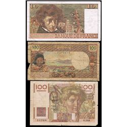 French Banknotes x 3