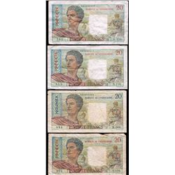 L'Indochine Twenty Francs x 4