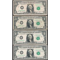 USA One Dollar Note x 4
