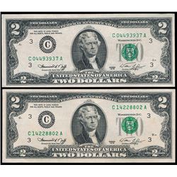 USA Two Dollar Note x 2