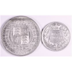 1887 Great Britain QV Half Crown and 1868 Shilling