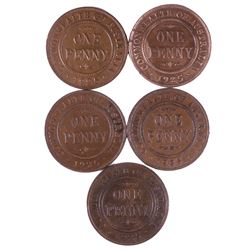 1925 Australian KGV Penny x 5