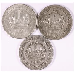 1937 Australian KGVI Crown x 3