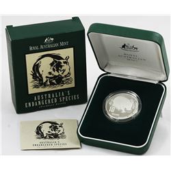 1998 Australia's Endangered Species Piedfort Silver Coin - Wombat