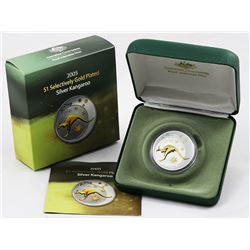 2005 Australian Gold Plated 1oz Silver Proof Kangaroo