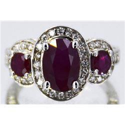 Ruby  3.36 ctw  Diamond Ring 14KW