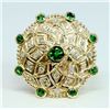 Image 1 : tsavorite 1.07 ct & Diamond 0.48 ct Ring 10.02  gr 14K Yellow   Gold