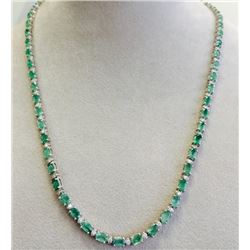 EMERALD OVAL 13.75CT, ) 14K W/G NECKLACE 15.54GRAM / DIAMOND 1.03CT