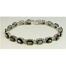 COLOR CHANGE SAPPHIRE 28.63CT / DIAMOND 0.28CT / 14K W/G BRACELET 60.34GRAM