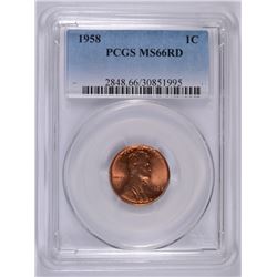 1958 Lincoln Cent PCGS MS66 RED