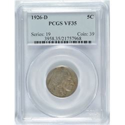 1926-D BUFFALO NICKEL, PCGS VF-35  NICE STRIKE FOR THIS DATE!
