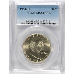 1954-D FRANKLIN HALF DOLLAR, PCGS MS-64 FBL