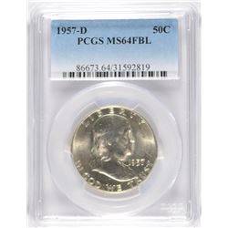 1957-D FRANKLIN HALF DOLLAR, PCGS MS-64 FBL