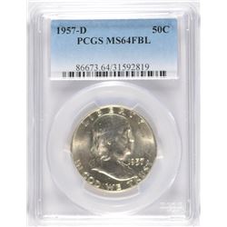 1957-D FRANKLIN HALF DOLLAR, PCGS MS-64 FBL