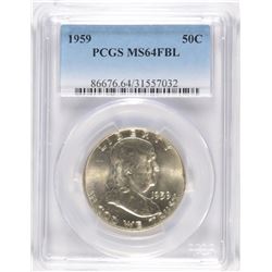 1959 FRANKLIN HALF DOLLAR, PCGS MS-64 FBL