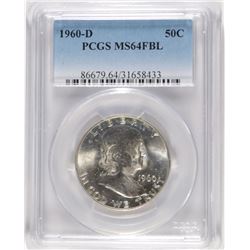 1960-D FRANKLIN HALF DOLLAR, PCGS MS-64 FBL