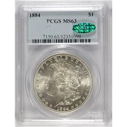 1884 MORGAN SILVER DOLLAR, PCGS MS-63 CAC  BLAST WHITE!