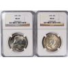 Image 1 : 2 1949 FRANKLIN HALF DOLLARS NGC MS-62