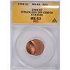Image 1 : 1984 LINCOLN CENT (MAJOR MINT ERROR-STRUCK 65% OFF CENTER) ANACS MS-63 RED !!!
