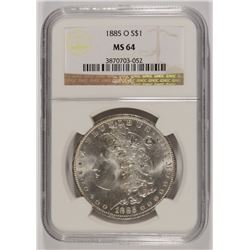 1885-O MORGAN SILVER DOLLAR, NGC MS-64