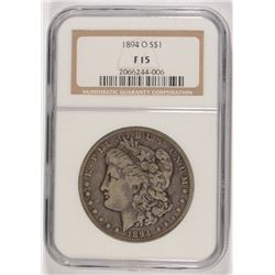 1894-O MORGAN SILVER DOLLAR, NGC FINE-15  KEY DATE
