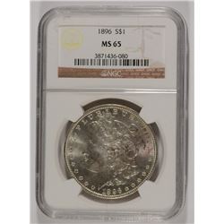 1896 MORGAN SILVER DOLLAR, NGC MS-65