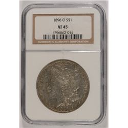 1896-O MORGAN SILVER DOLLAR, NGC XF-45  KEY DATE