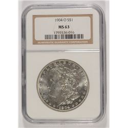 1904-O MORGAN SILVER DOLLAR, NGC  MS-63