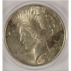 1922-D PEACE SILVER DOLLAR, MS-63 HUGE DIE CRACKS ON THE OBVERSE