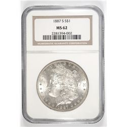 1887-S MORGAN DOLLAR NGC MS-62