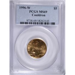 1996-W $5 GOLD COMMEN (CAULDRON) PCGS MS-69