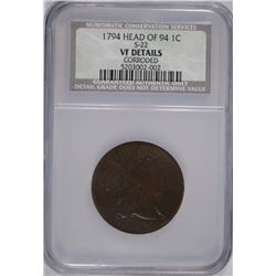 1794 (HEAD OF 94) LARGE CENT NCS VF DETAILS