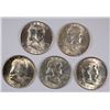 Image 1 : (5) CH BU FRANKLIN HALF DOLLARS (48, 48-D, 50-D, 54, 54-S)
