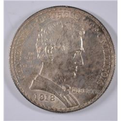 1918 ILLINOIS (LINCOLN) COMMEN HALF DOLLAR MS-64