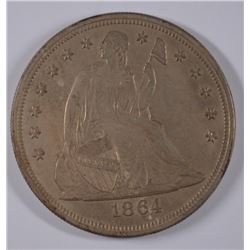 1864 PROOF SEATED DOLLAR PF-63