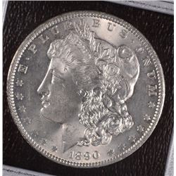 1890 MORGAN SILVER DOLLAR, MS-63+  BLAST WHITE