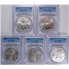 Image 1 : ( 5 ) AMERICAN SILVER EAGLES ALL GRADE PCGS MS-69: 2002, 2003, 2004, 2006 & 2007