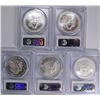 Image 2 : ( 5 ) AMERICAN SILVER EAGLES ALL GRADE PCGS MS-69: 2002, 2003, 2004, 2006 & 2007