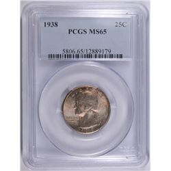 1938 WASHINGTON QUARTER PCGS MS65 NICE TONING ON OBVERSE