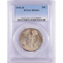 1941-D WALKING LIBERTY HALF DOLLAR, PCGS MS-64+  SUPER COIN